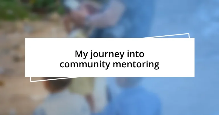 My journey into community mentoring